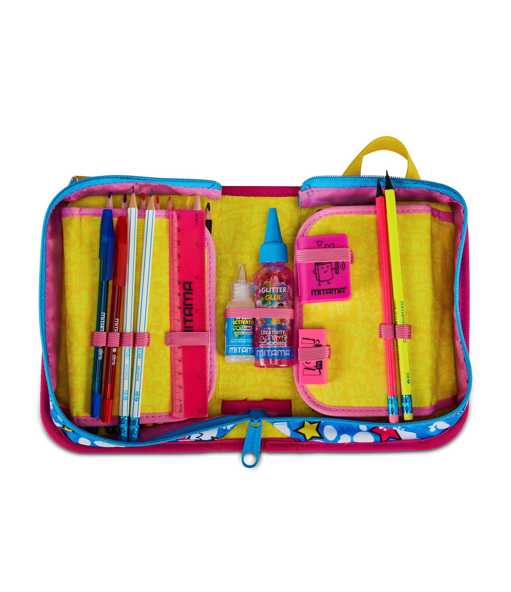mitama-astuccio-scuola-4-zip-fucsia-3-scomparti-completo-bambina image 7