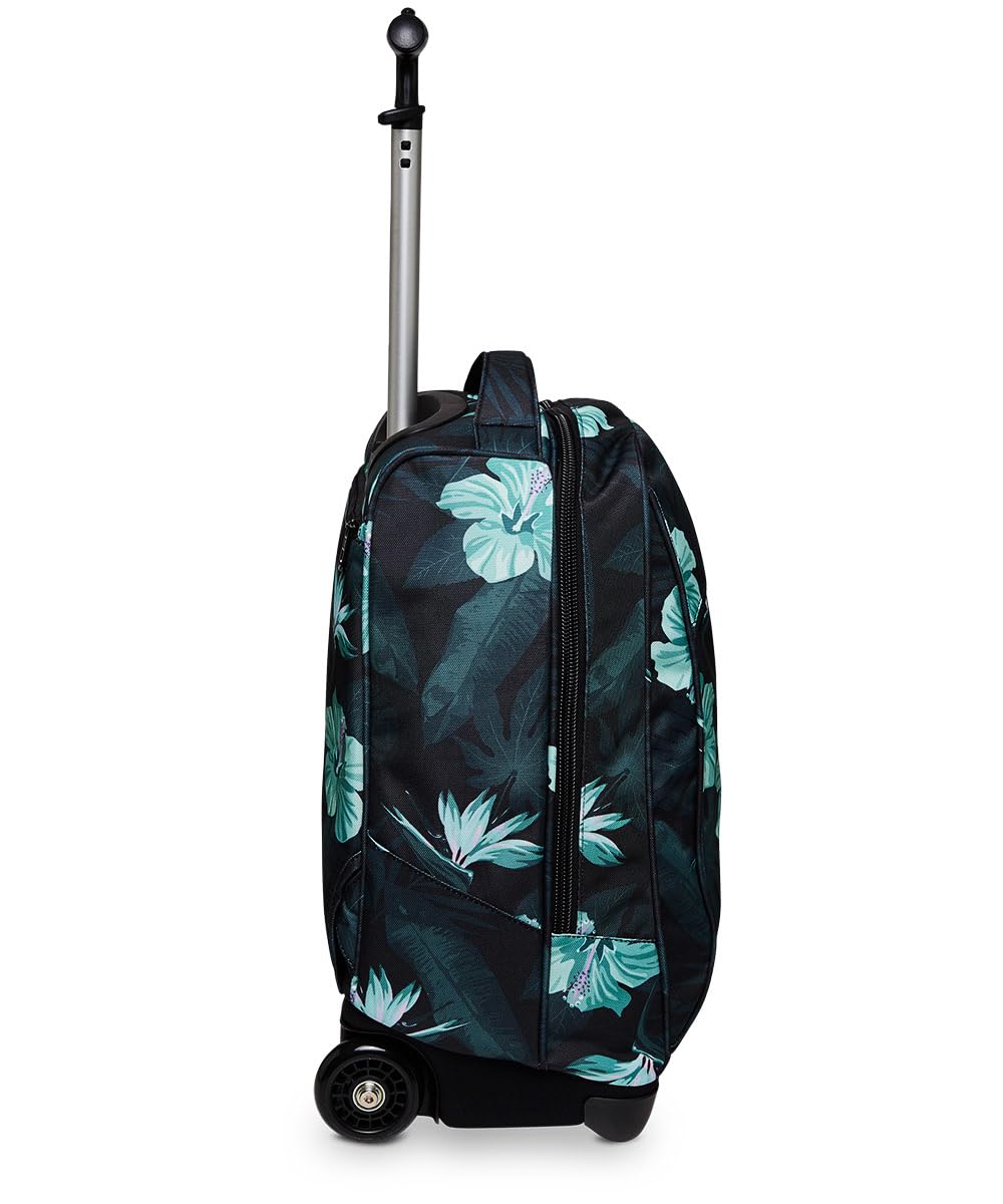 invicta-trolley-scuola-fantasy-hibiscus-azzurro-e-verde-2-in-1-con-spallacci-zai image 3