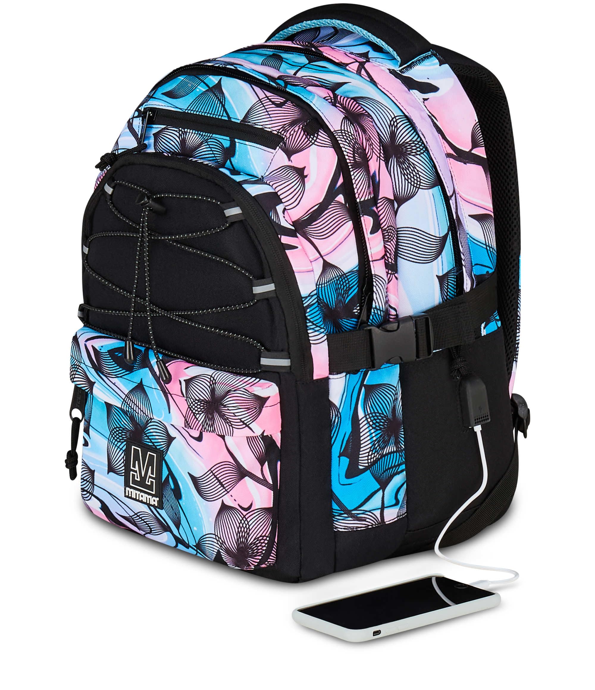 mitama-bdbf-flower-breeze-celeste-zaino-scuola-triplo-scomparto-con-usb image 6
