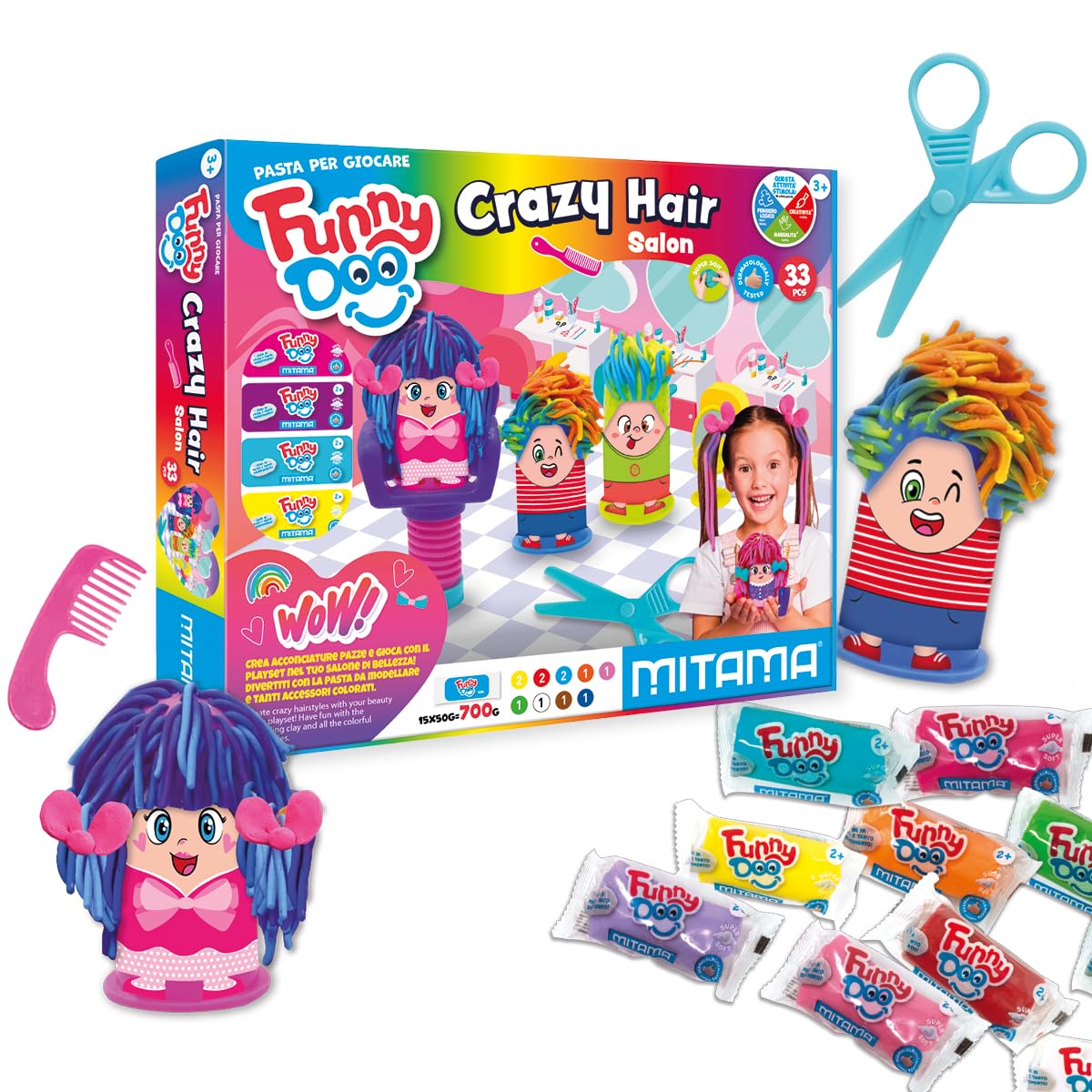 mitama-crazy-hair-salon-scatola-gioco-pasta-da-modellare-33-pezzi image 2