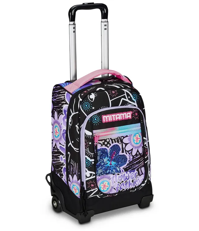 mitama-trolley-dr-junior-flower-fashion-trolley-scuola-viola-e-nero-35-l image 1