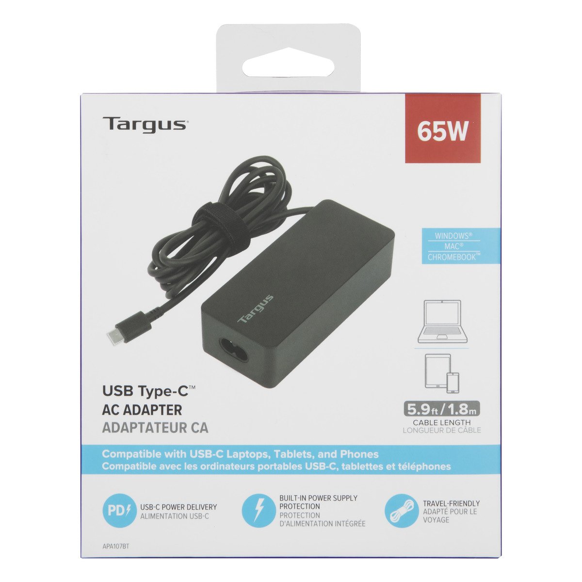 targus-65w-usb-type-c-charger-caricatore-usb-c-65w-nero-per-laptop image 5
