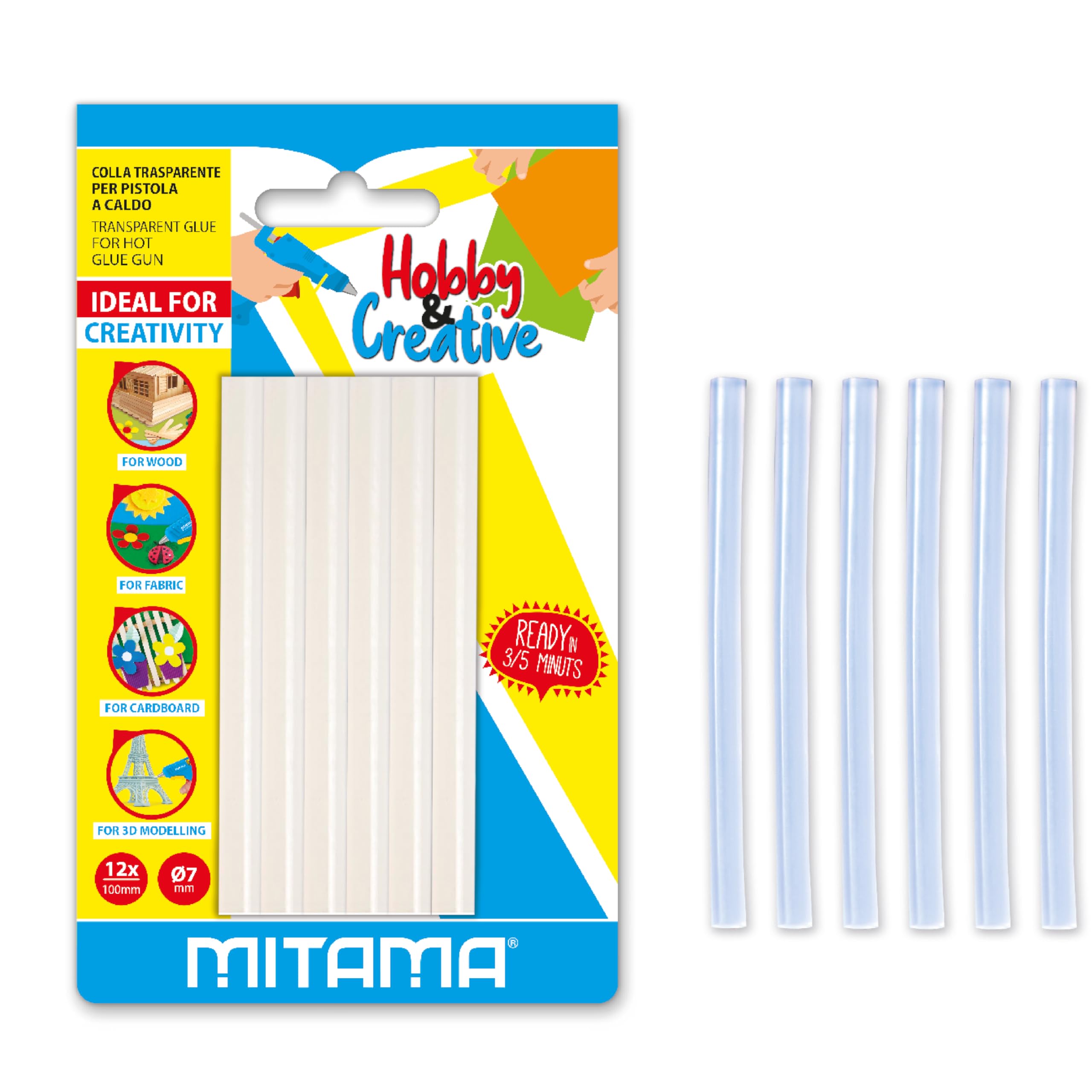 mitama-colla-a-caldo-trasparente-stick-per-pistola-12-pezzi image 1