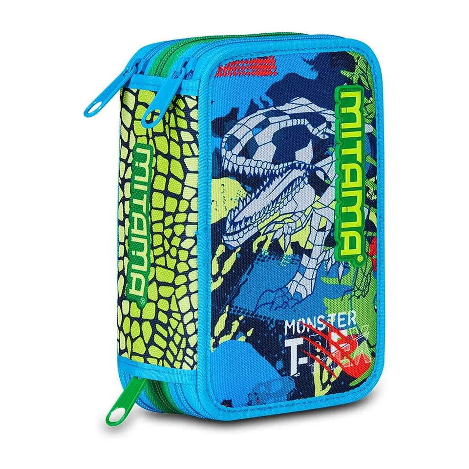 mitama-fluo-rex-astuccio-scuola-3-scomparti-47-pz-dinosauro-completo image 1