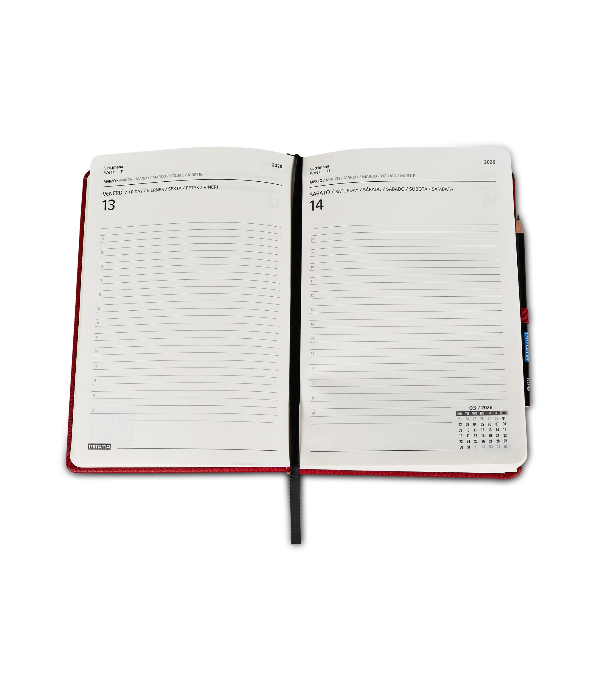 mitama-agenda-giornaliera-2026-elegance-eco-pelle-rossa-15x21-cm image 3