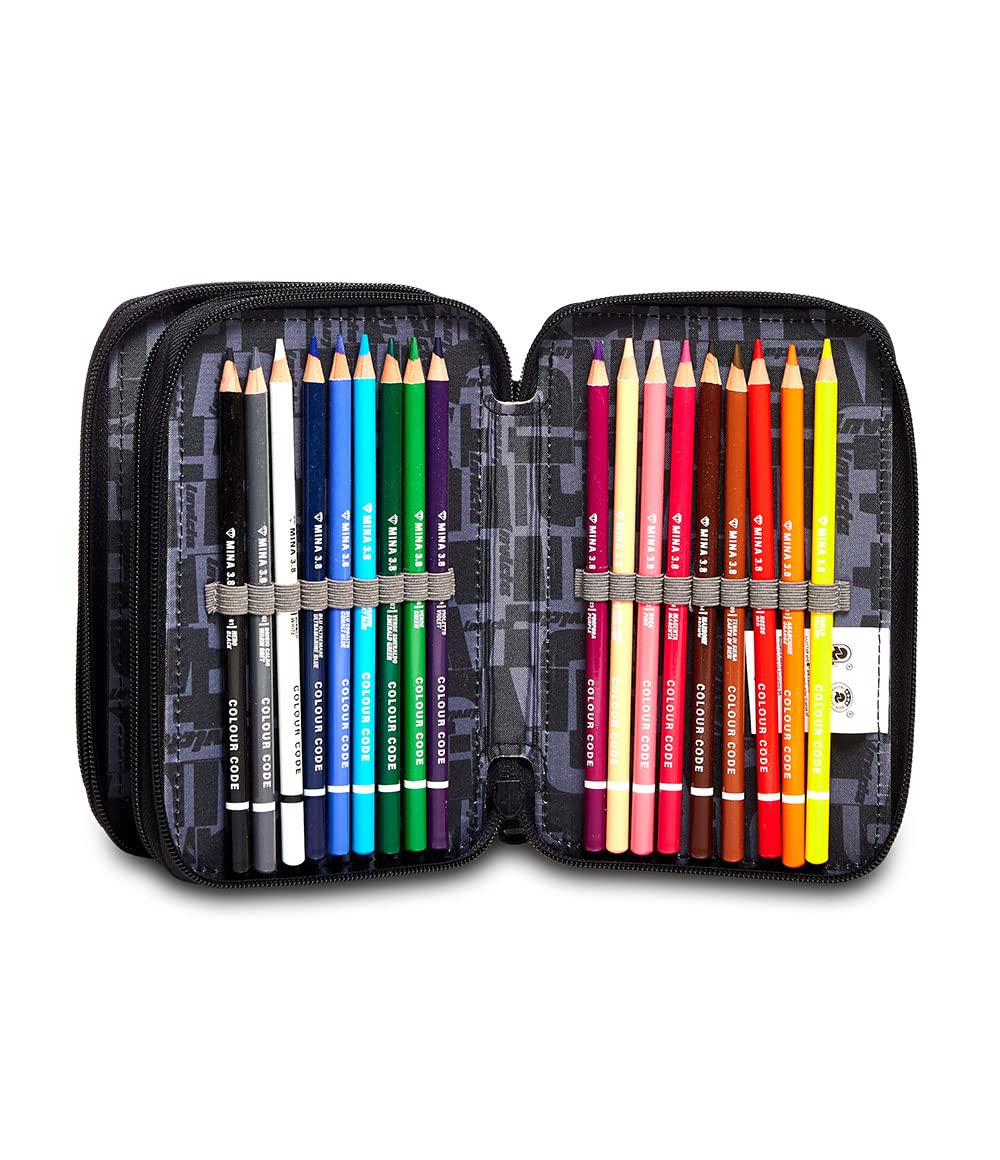 invicta-astuccio-scuola-3-zip-nero-triplo-scomparto-completo image 4