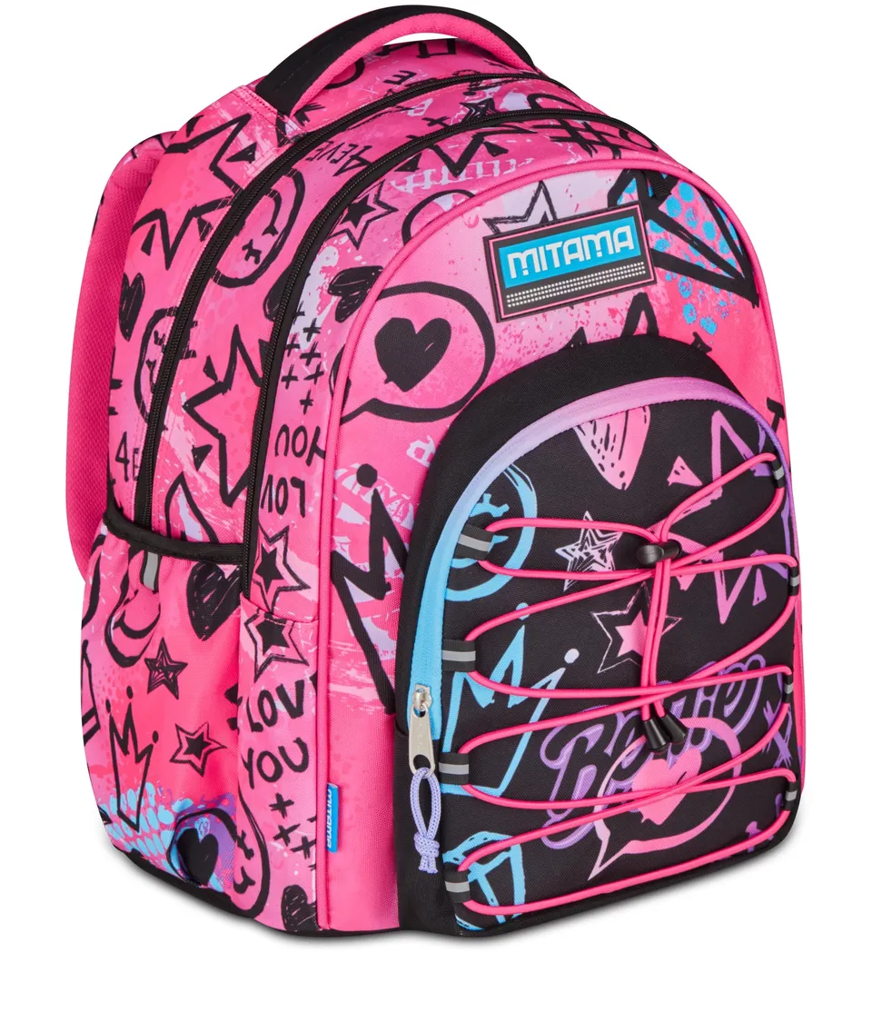 mitama-m-power-rocknlove-zaino-scuola-elementare-triplo-scomparto-rosa image 1