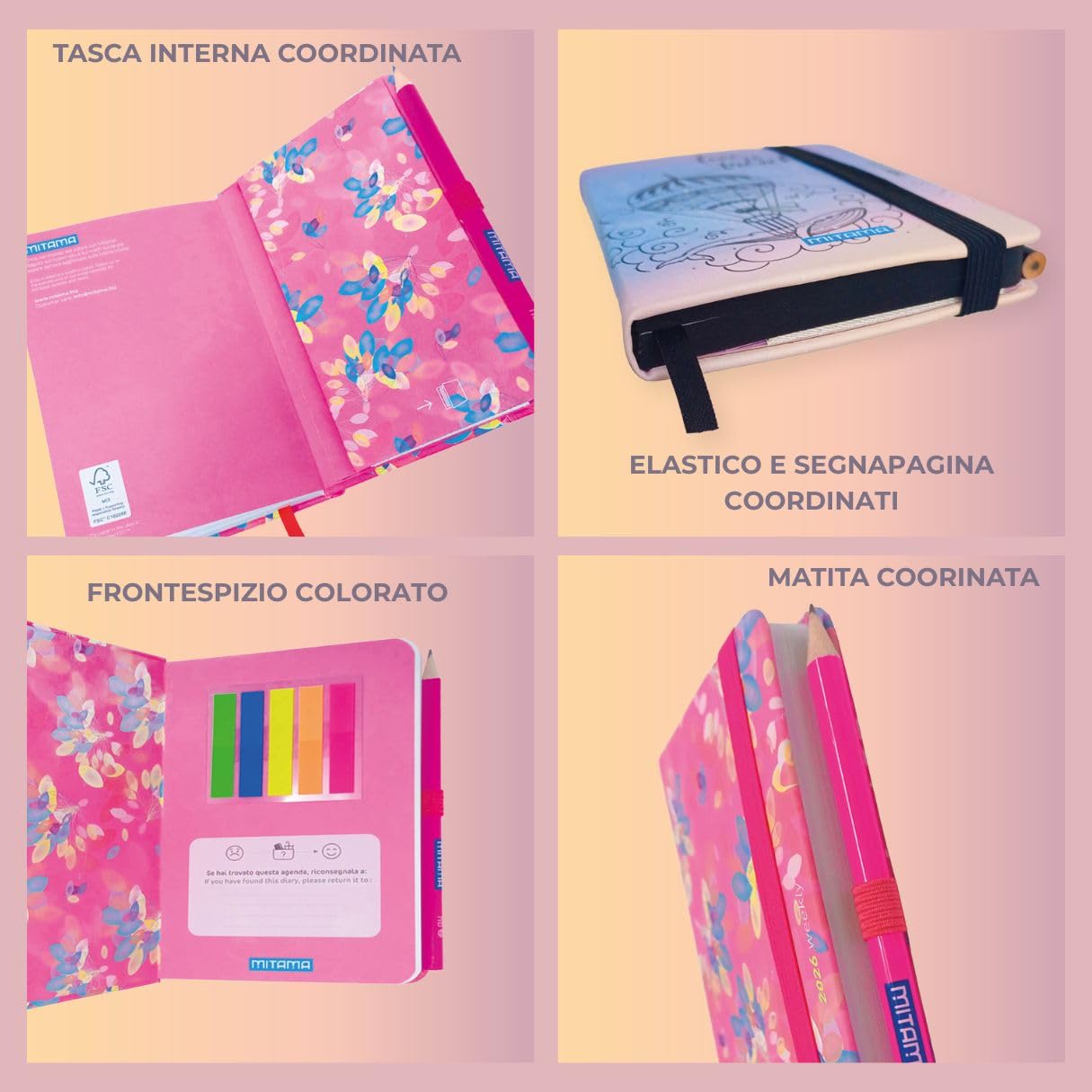 mitama-agenda-settimanale-2026-pocket-nero-fucsia-9x14-cm-18-mesi image 7