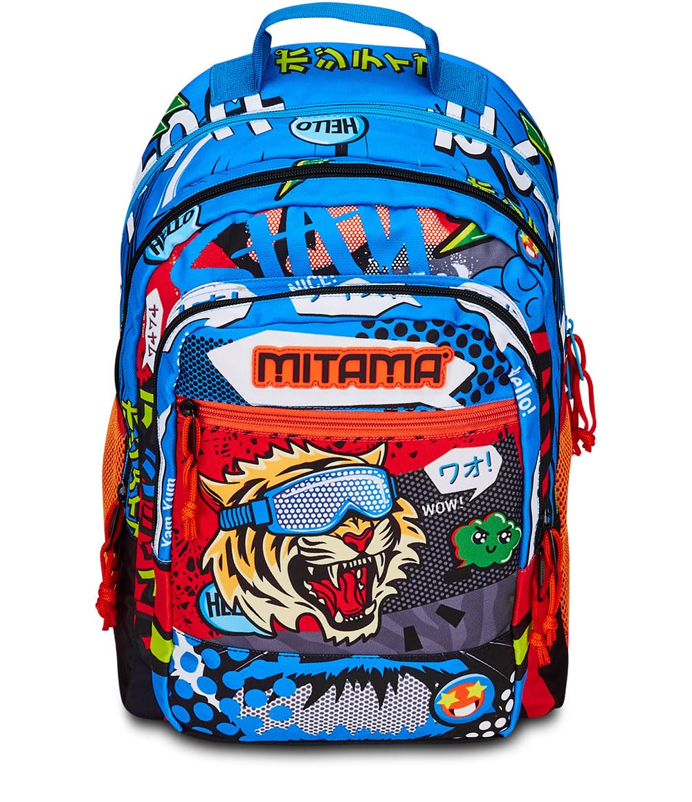 mitama-tiger-wild-zaino-scuola-triplo-scomparto-blu-e-nero image 2