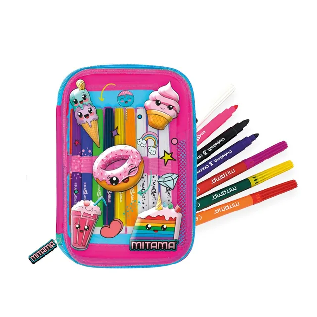 mitama-astuccio-scuola-magic-pencil-case-candy-rosa-completo-di-pennarelli image 1