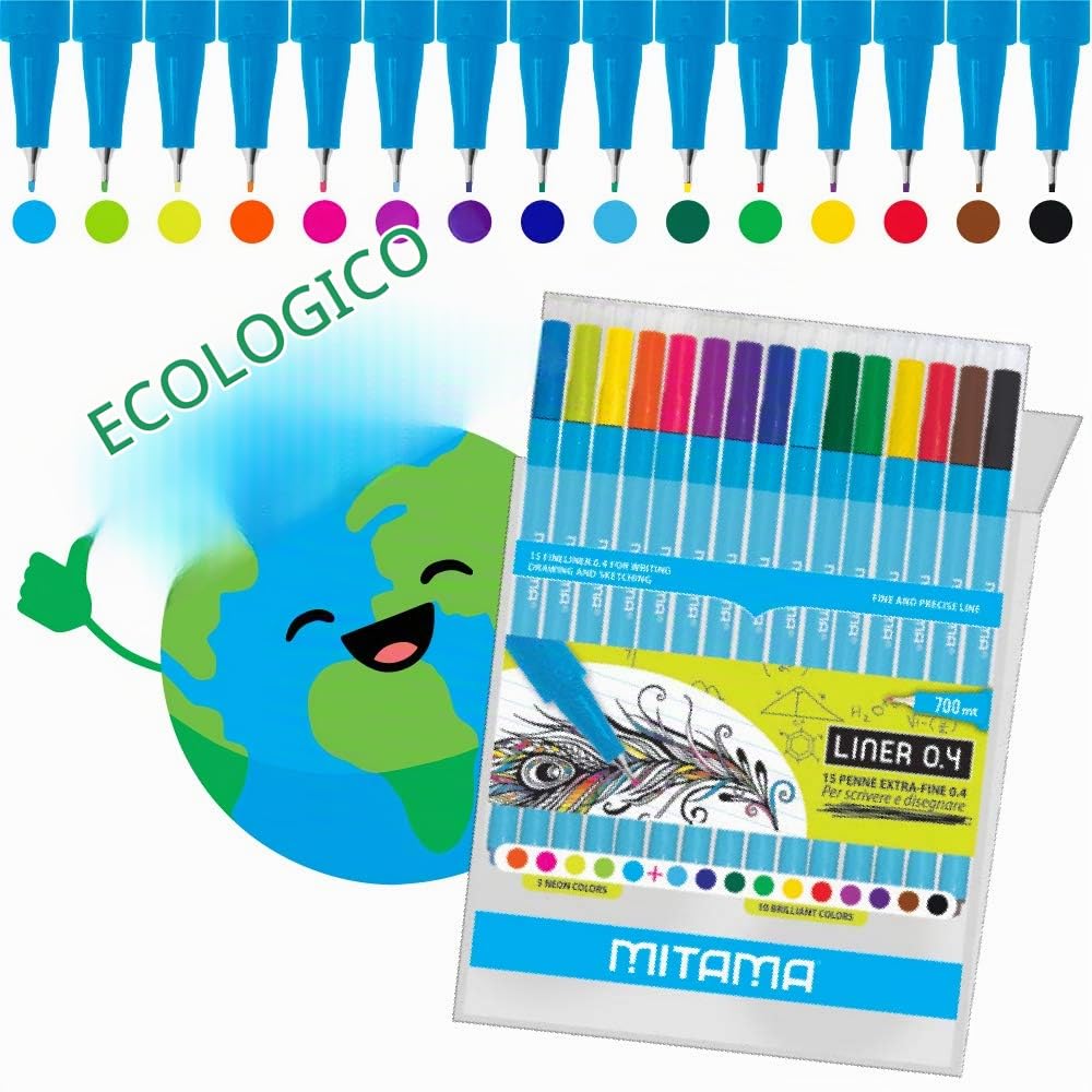 mitama-liner-0-4-fineliner-15-pezzi-colori-assortiti-con-astuccio image 3