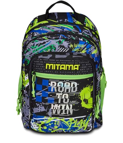 mitama-road-to-win-zaino-scuola-triplo-scomparto-verde-e-nero image 8