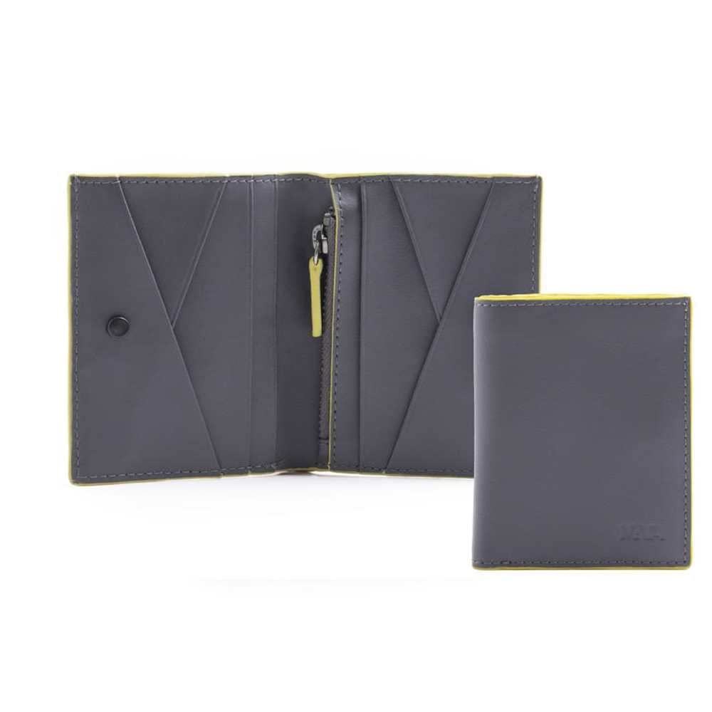 nava-design-metric-portafoglio-uomo-pelle-rfid-5-cc-zip-grigio-giallo-10-x-8-cm image 1