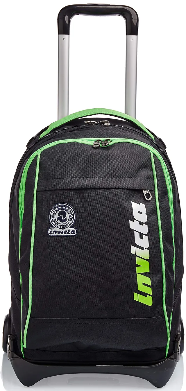 invicta-trolley-tech-scuola-3-in-1-nero-verde-34-l-con-zaino-sganciabile image 1