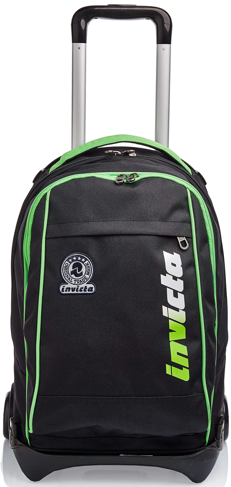 invicta-trolley-tech-scuola-3-in-1-nero-verde-34-l-con-zaino-sganciabile image 1
