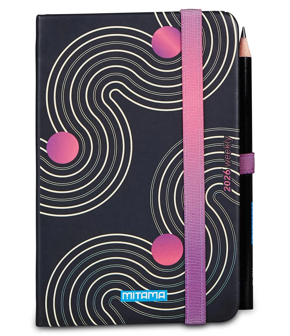 mitama-agenda-settimanale-2026-pocket-nero-fucsia-9x14-cm-18-mesi image 1