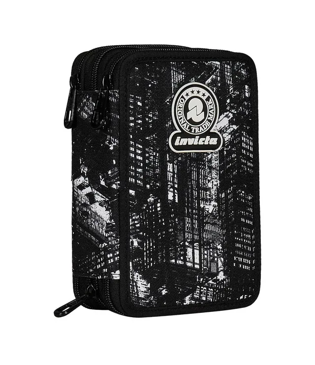 invicta-3-zip-fantasy-nero-astuccio-scuola-triplo-completo-44-pz image 1