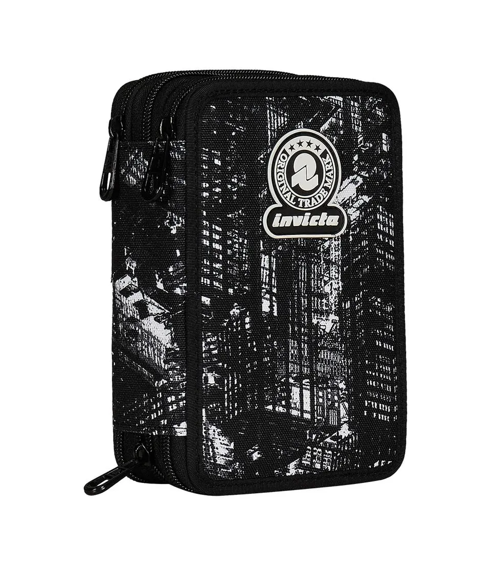 invicta-3-zip-fantasy-nero-astuccio-scuola-triplo-completo-44-pz image 1