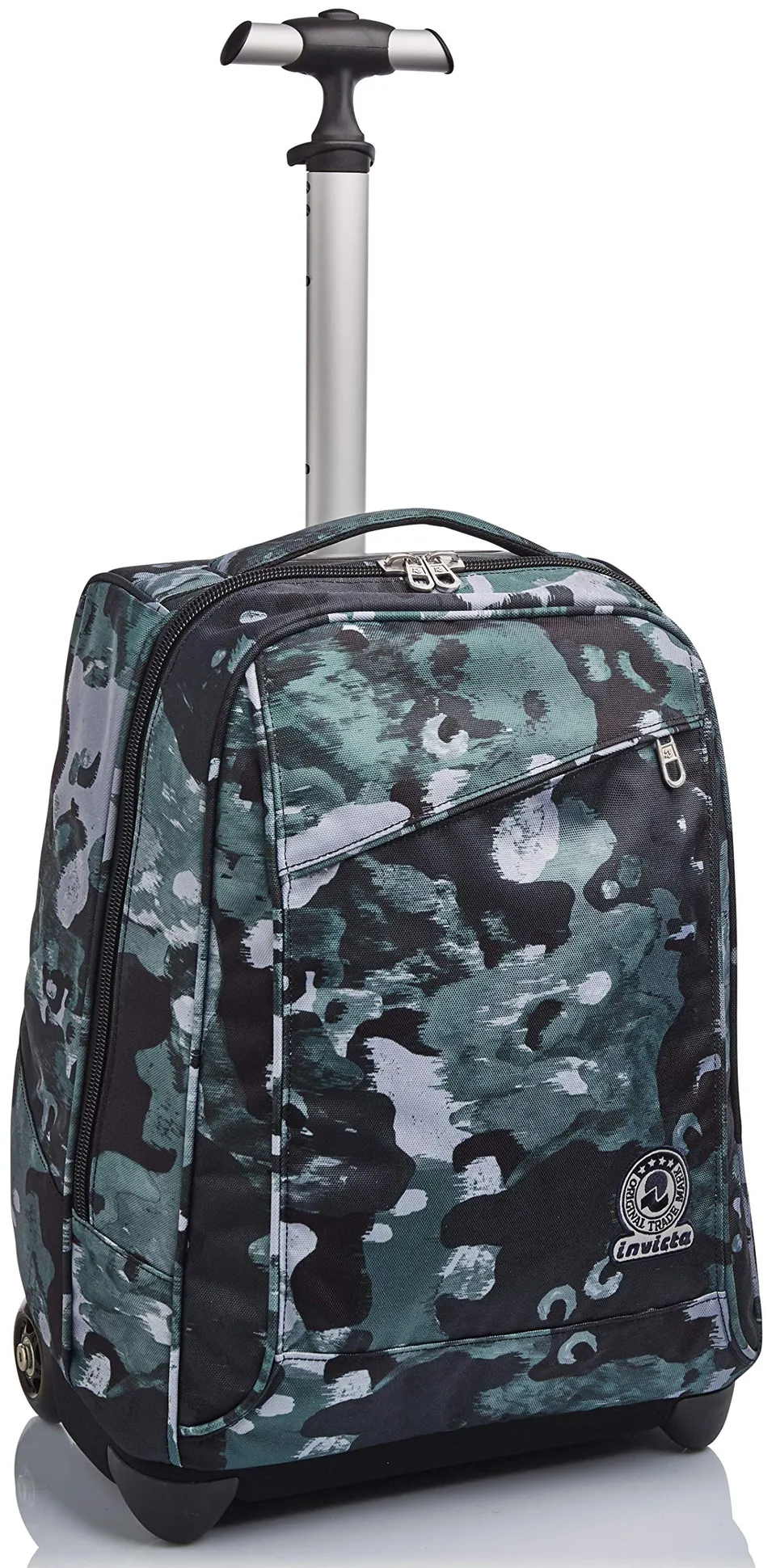 invicta-trolley-scuola-camo-shades-verde-2-in-1-zaino-con-ruote-35-lt image 1