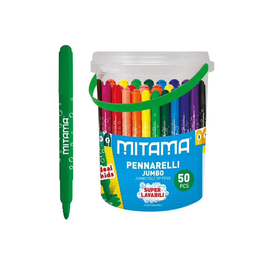 mitama-maxi-scorta-barattolo-50-pennarelli-jumbo-lavabili-punta-5-mm image 1