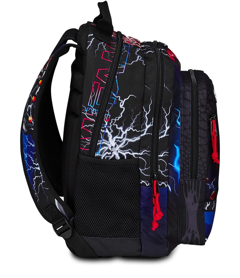 mitama-new-plus-zaino-triplo-scomparto-monster-bite-nero-e-rosso-scuola-elementa image 3
