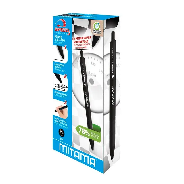 mitama-speed-scatola-12-penne-sfera-nero-inchiostro-semi-gel-1-0-mm image 1
