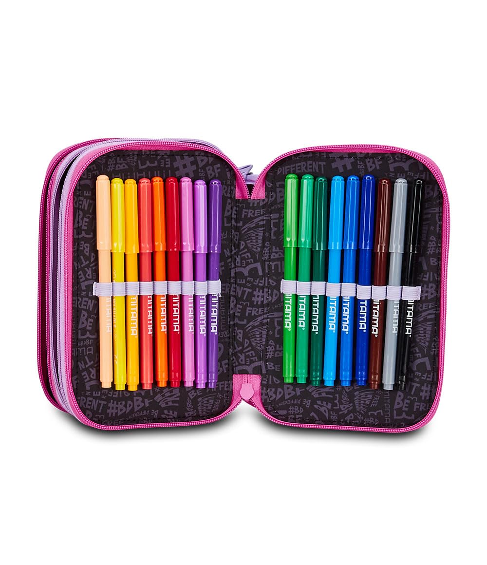 mitama-astuccio-scuola-3-scomparti-flower-fashion-47-pz-completo image 5