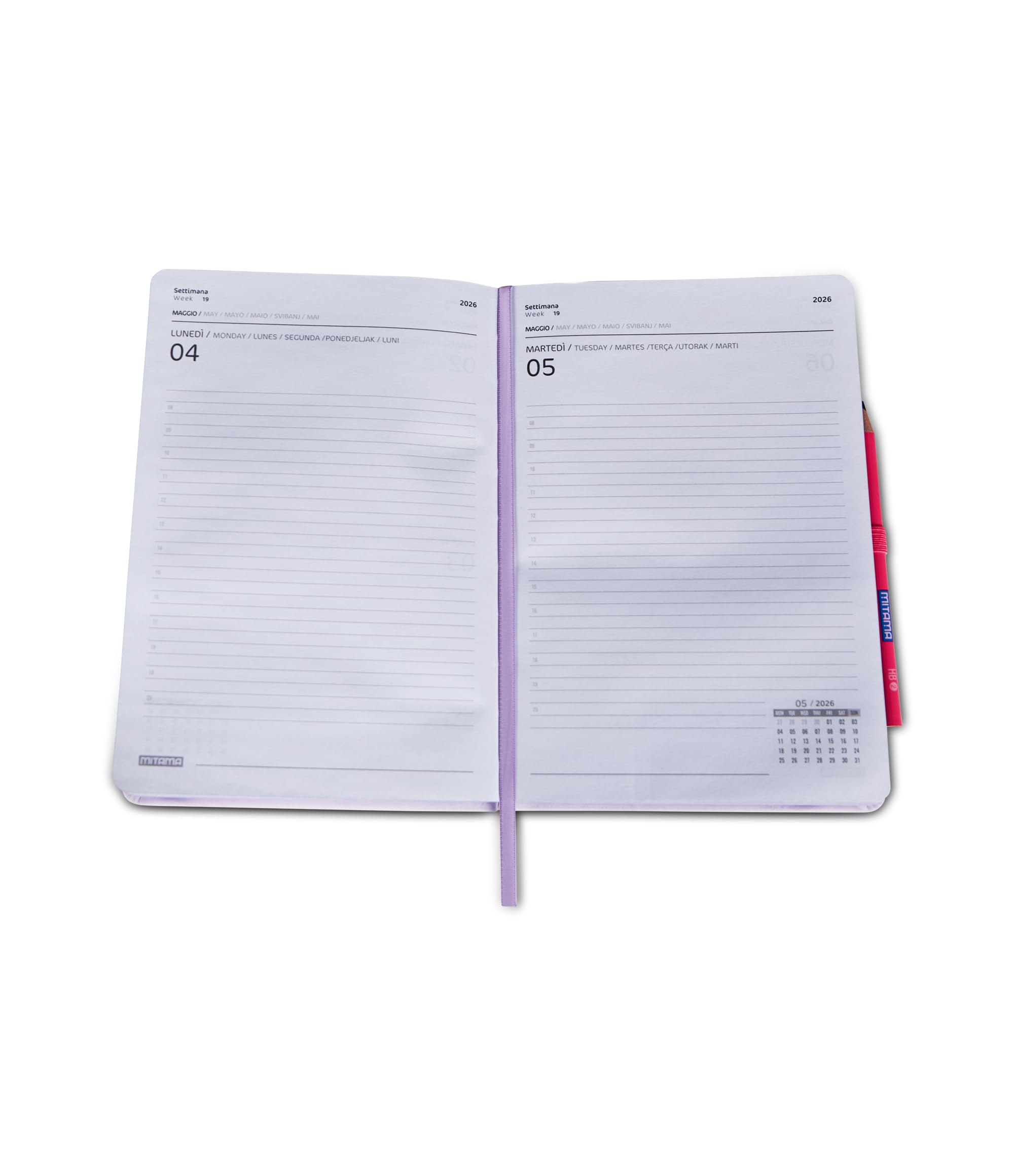mitama-agenda-giornaliera-2026-lilla-15x21-cm-copertina-rigida image 3