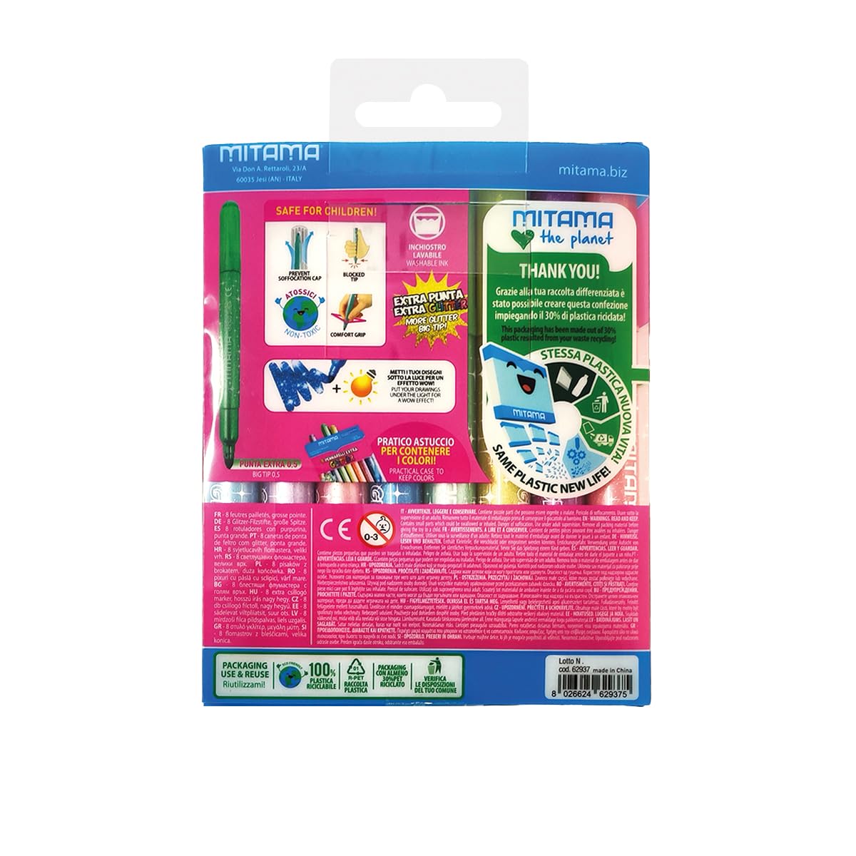 mitama-pennarelli-jumbo-glitter-8-pz-4-pastel-4-brilliant-in-pet-box image 5