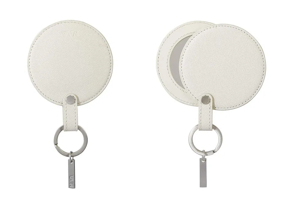 nava-design-via-durini-portachiavi-in-pelle-con-specchietti-bianco-panna-8x10-cm image 1