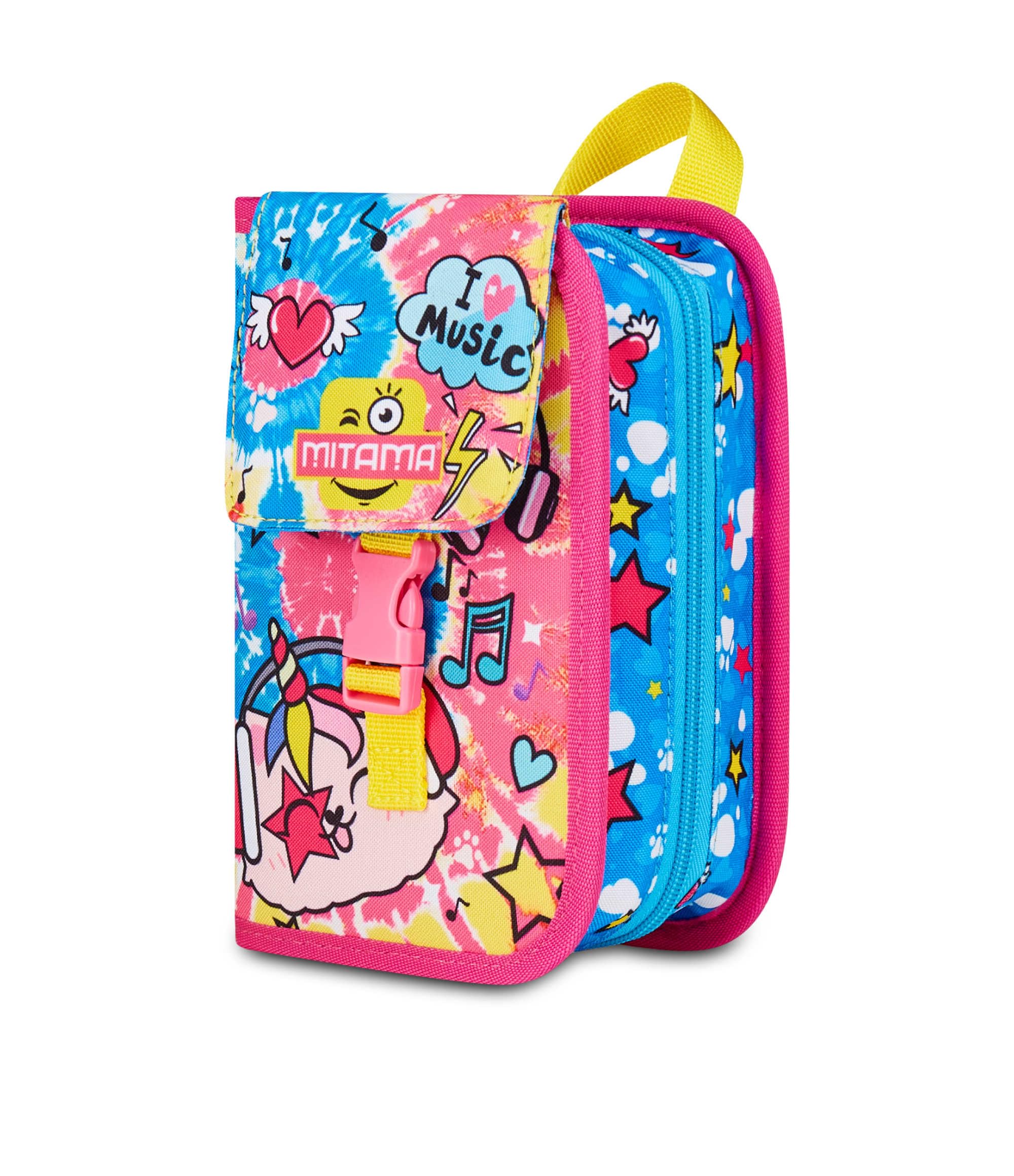 mitama-astuccio-scuola-4-zip-fucsia-3-scomparti-completo-bambina image 3