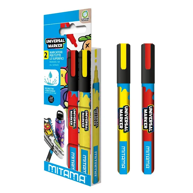 mitama-universal-marker-acrilici-2-8-mm-astuccio-2-pezzi-giallo-e-rosso image 1