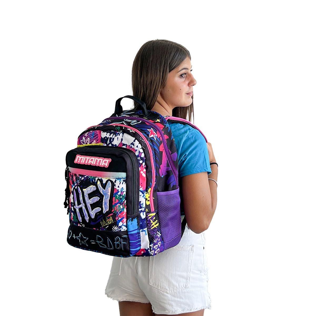 mitama-hey-dye-zaino-triplo-scomparto-rosa-e-nero-scuola-elementare image 6