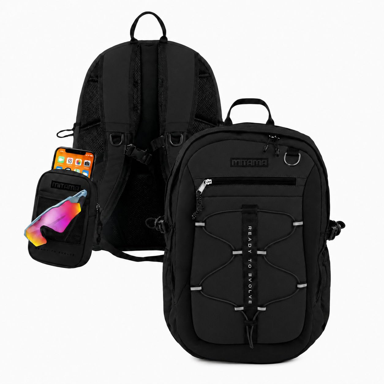 mitama-rte-midnight-black-zaino-scuola-universit-viaggio-con-astuccio-nero image 2