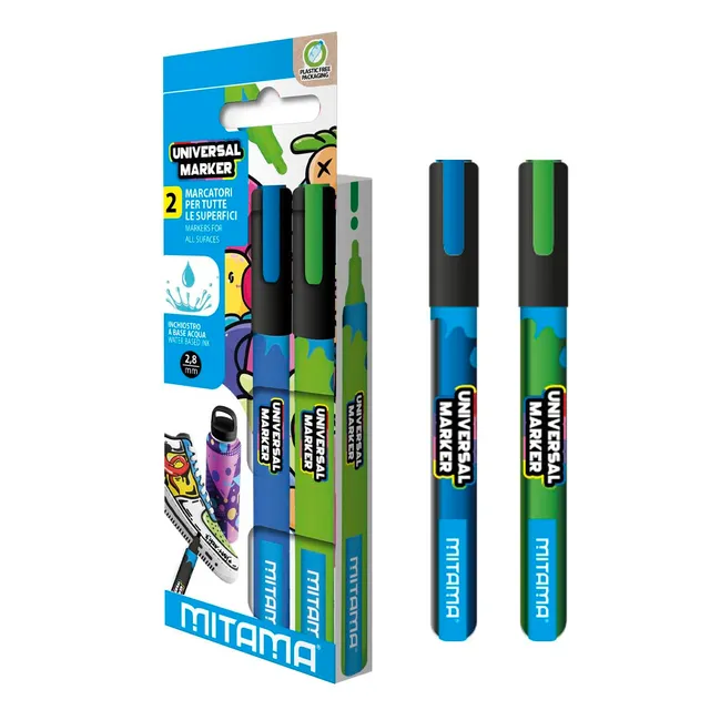 mitama-universal-marker-blu-e-verde-2-pezzi-punta-media-2-8-mm image 1