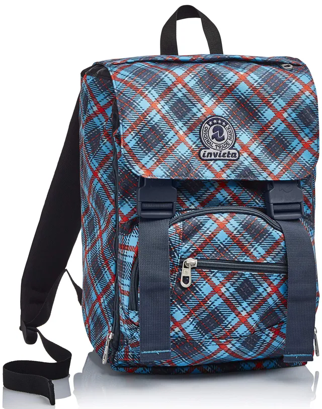 invicta-estensibile-tartan-zaino-scuola-blu-19-lt-28-lt-con-zip-laterale image 1