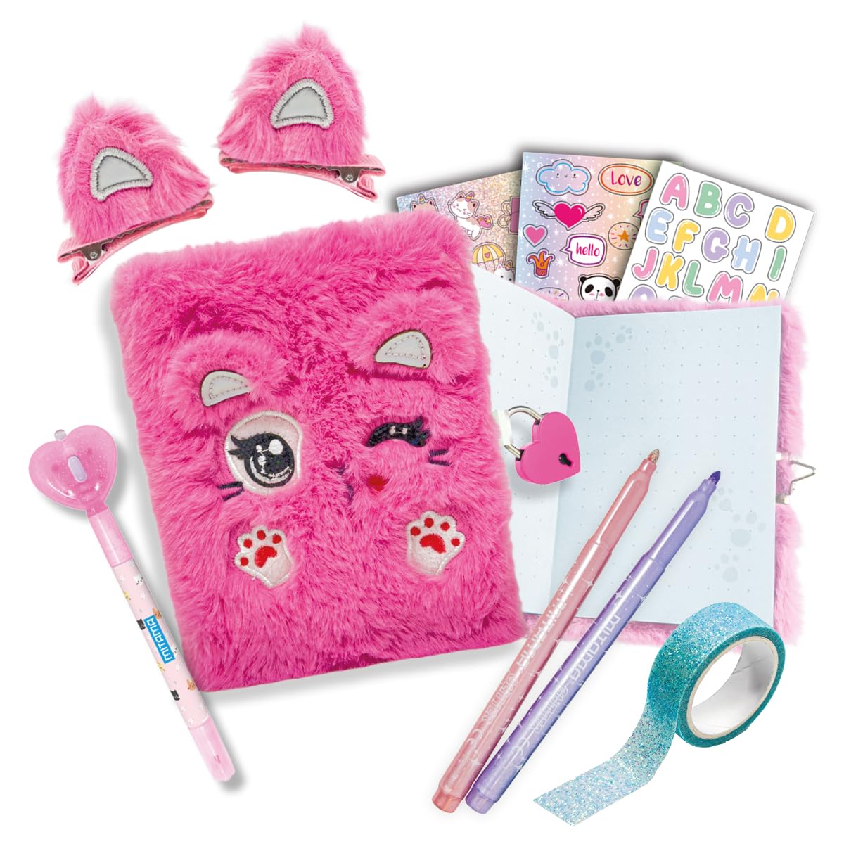 mitama-gattino-scatola-con-diario-segreto-con-lucchetto-in-peluche image 2