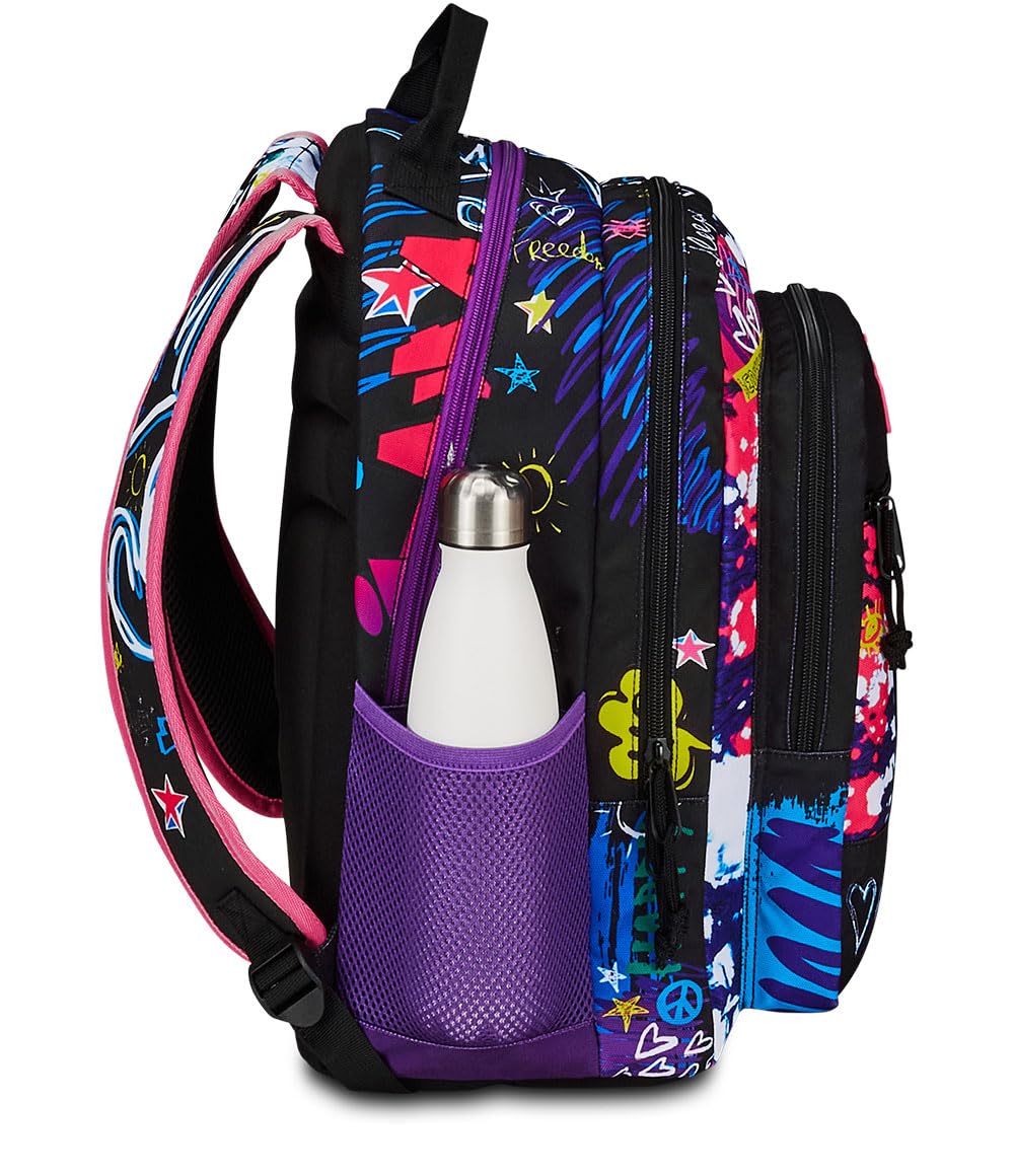 mitama-hey-dye-zaino-triplo-scomparto-rosa-e-nero-scuola-elementare image 5