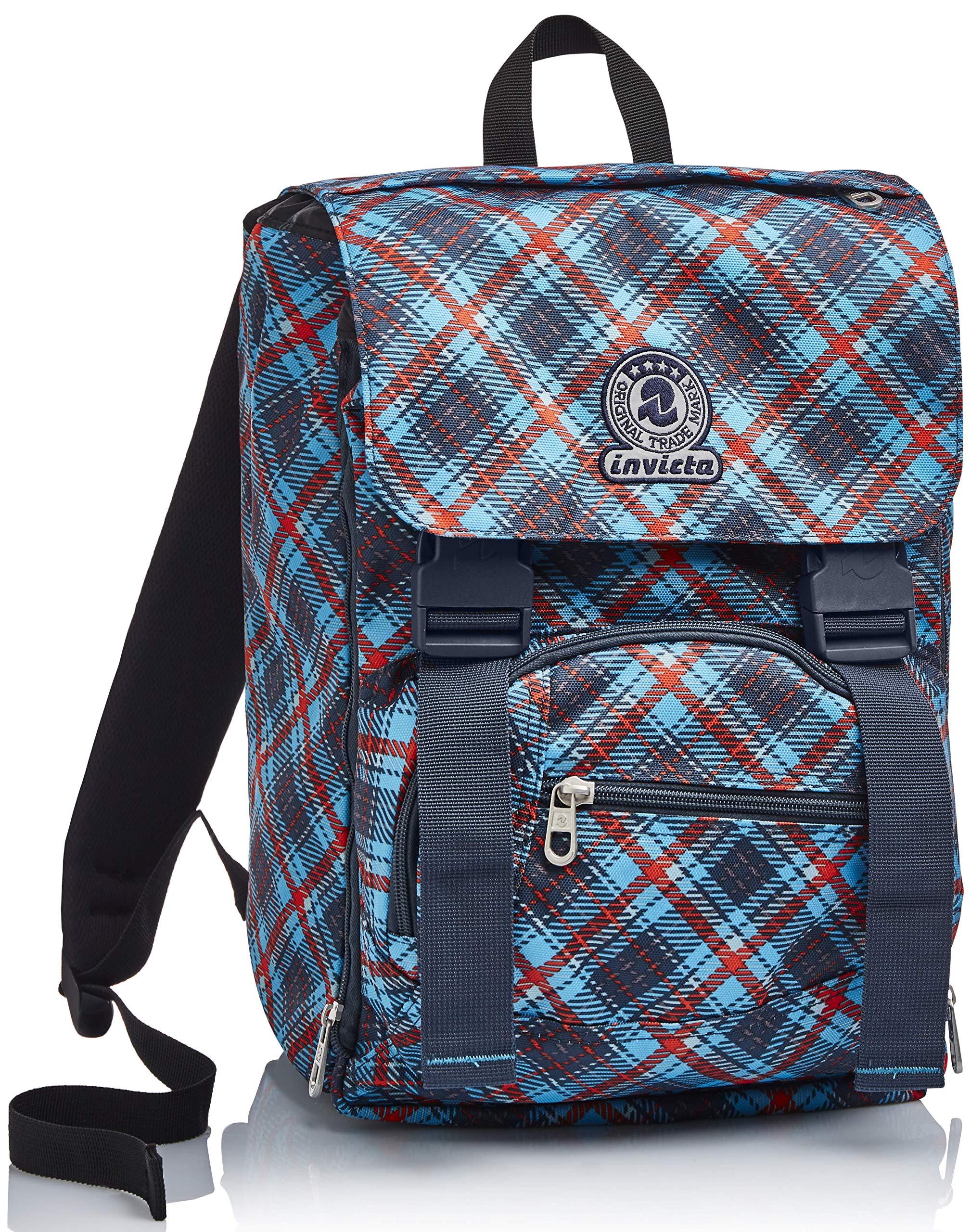 invicta-estensibile-tartan-zaino-scuola-blu-19-lt-28-lt-con-zip-laterale image 1