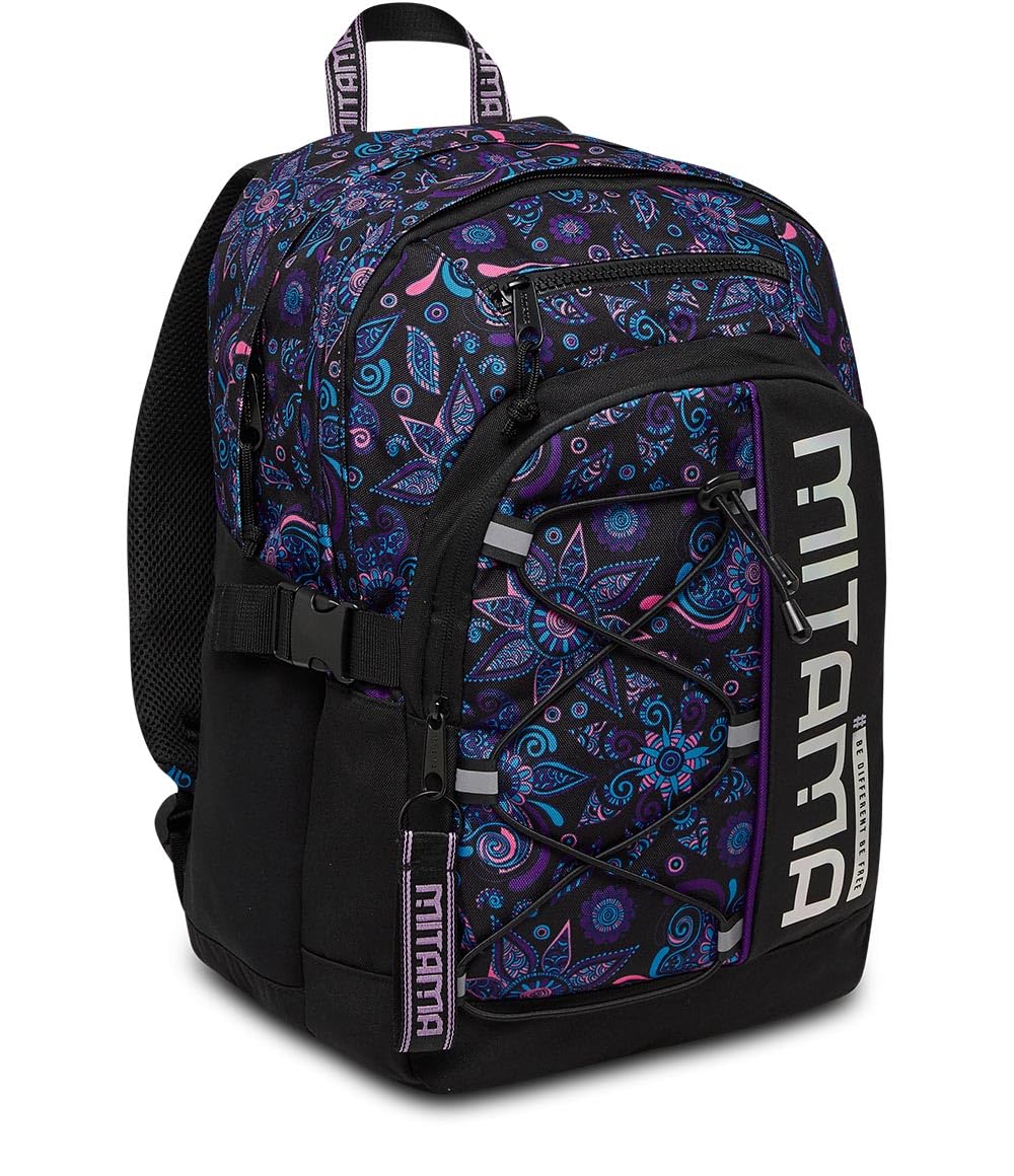 mitama-zaino-scuola-bdbf-paisley-nero-triplo-scomparto image 1