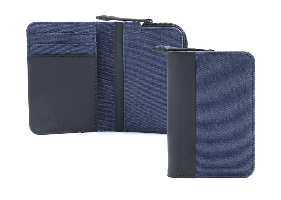 nava-design-twin-porta-carte-4-tasche-con-portamonete-zip-e-rfid-blu-12-x-8-cm image 1