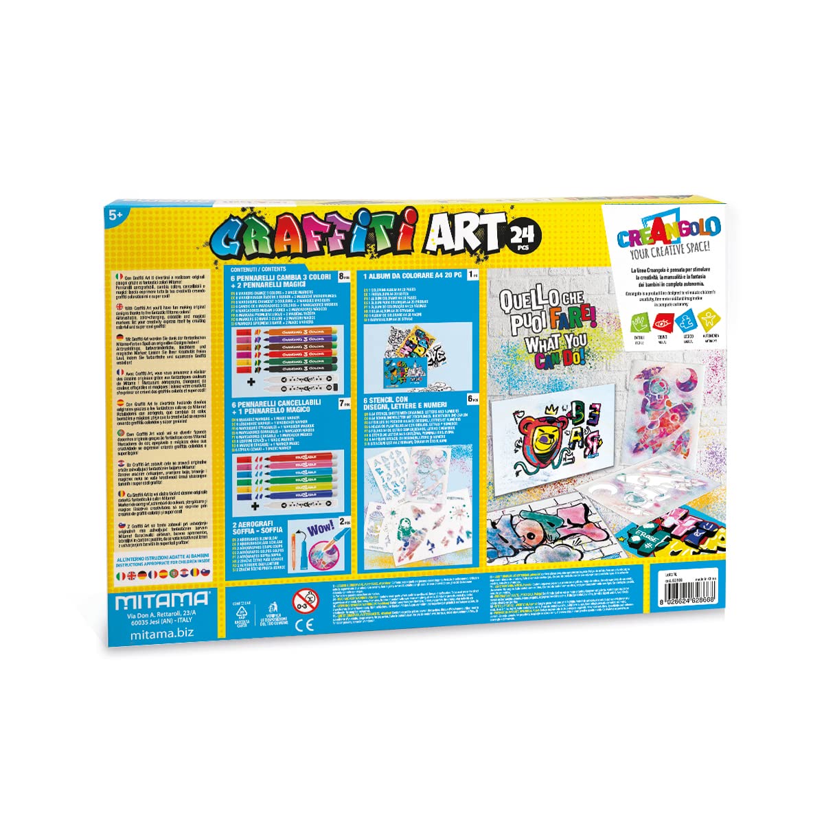 mitama-graffiti-art-kit-creativo-24-pz-con-aerografi-e-stencil-28x39-5x5-cm image 5