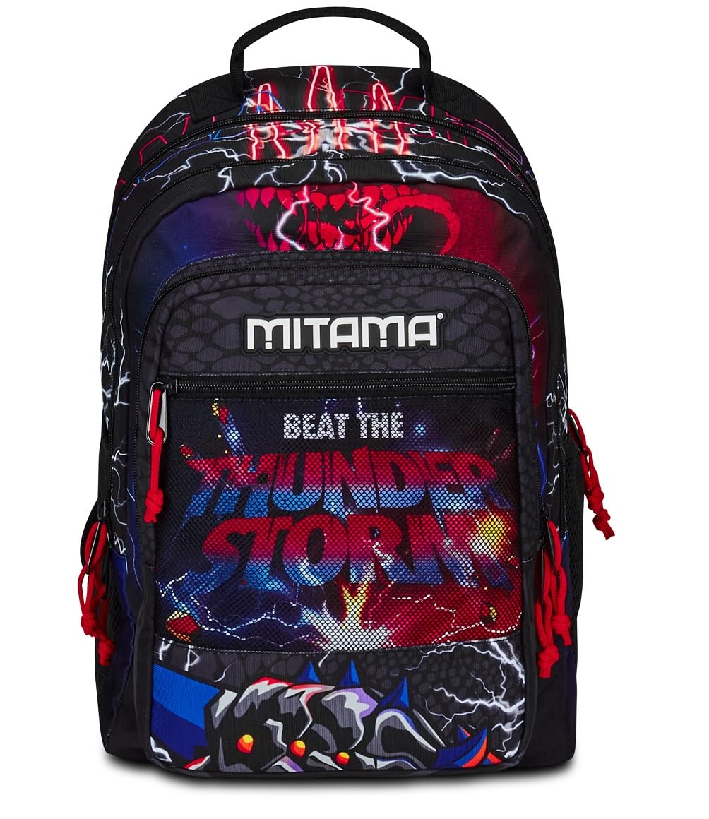 mitama-new-plus-zaino-triplo-scomparto-monster-bite-nero-e-rosso-scuola-elementa image 2