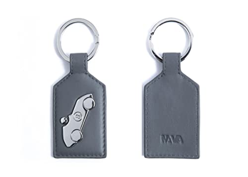 nava-design-portachiavi-in-pelle-grigio-con-automobile-10x4-cm image 2