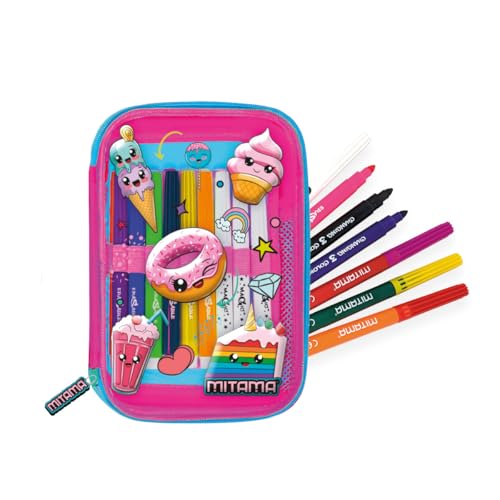 mitama-astuccio-scuola-magic-pencil-case-candy-rosa-completo-di-pennarelli image 3