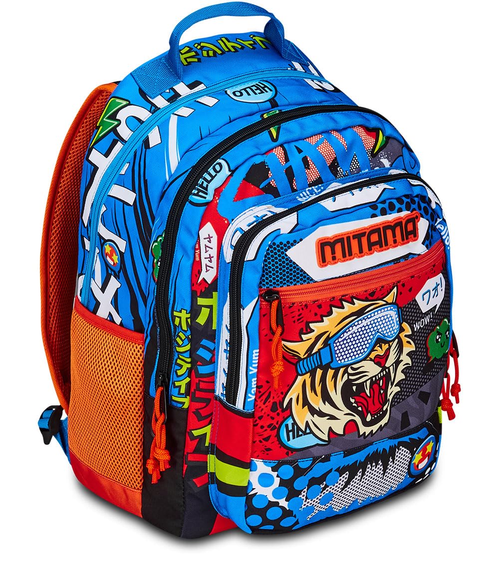 mitama-tiger-wild-zaino-scuola-triplo-scomparto-blu-e-nero image 1