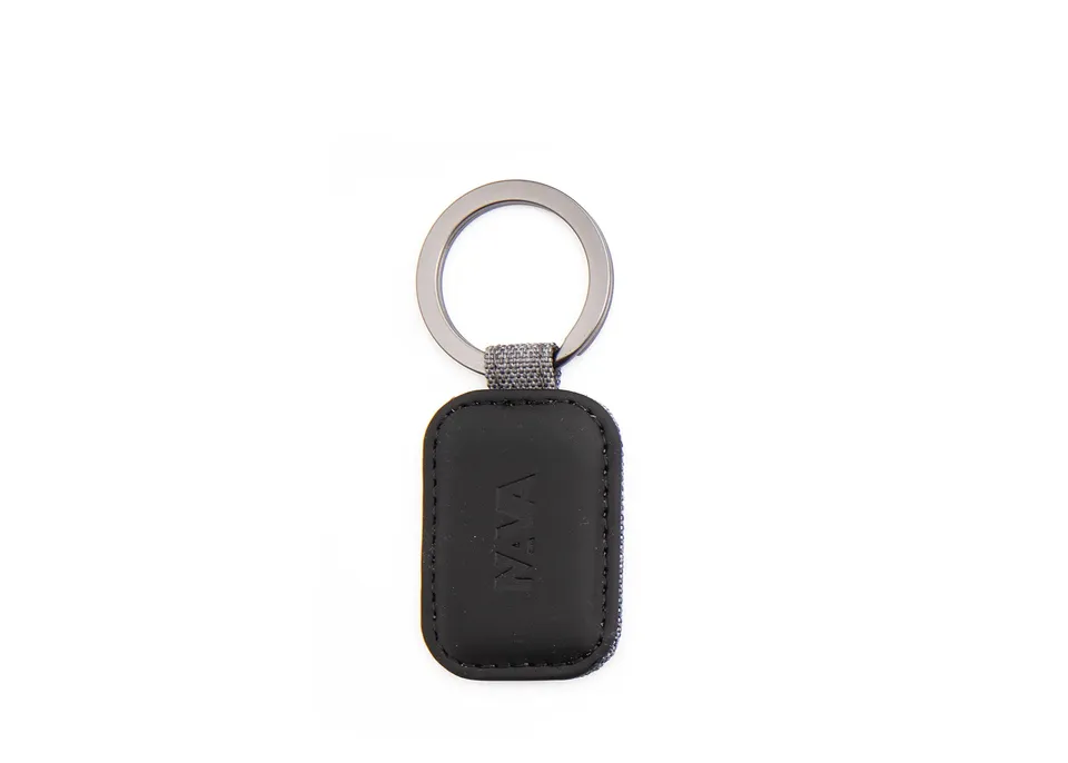 nava-design-twin-portachiavi-ovale-in-pu-e-tessuto-grigio-9-x-3-cm image 1