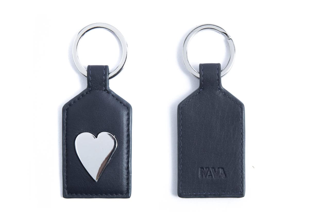 nava-design-smooth-portachiavi-pelle-cuore-blu-10-x-4-cm image 1