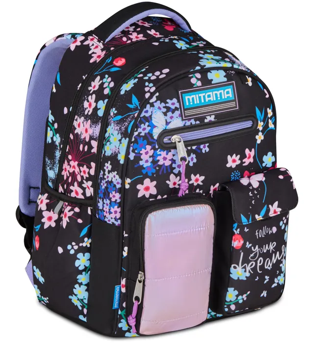 mitama-m-power-trendyflowers-zaino-scuola-elementare-triplo-scomparto-viola image 1