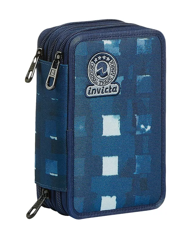 invicta-astuccio-scuola-3-zip-blu-triplo-scomparto-completo image 1